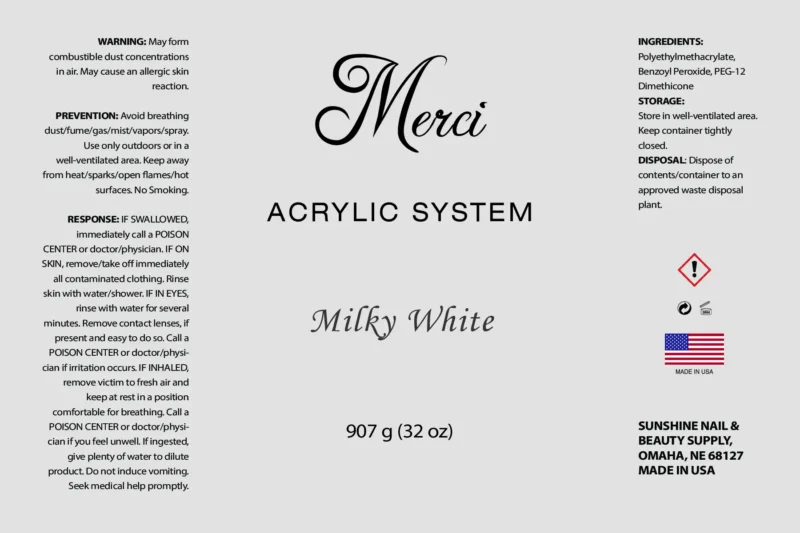 Merci Acrylic Powder - Milky White 32oz