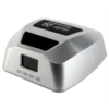 The Gel II Cordless Lamp 7D Diamond Edition features a small screen and three buttons labeled "100," "50," and "25." The top has an opening with black text.