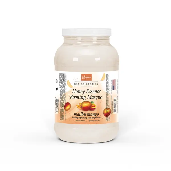 Jar of BeBeauty Honey Essen Firming Masque 4 Gal Case from spa collection, isolated on white background.