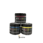 Three tins of NuGenesis 2oz Dipping Powder Large on a white background.