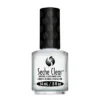 A bottle of Seche CLEAR Crystal Clear Base Coat 0.5oz nail polish with a black cap, displaying volume (0.5oz) and brand details.