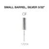 Close-up of a small silver barrel-shaped file labeled "CF" and sized 3/32". The code "17014" is noted below the file. This Cre8tion 2-Way Carbide Small Barrel Bit 3/32" is perfect for precision work.