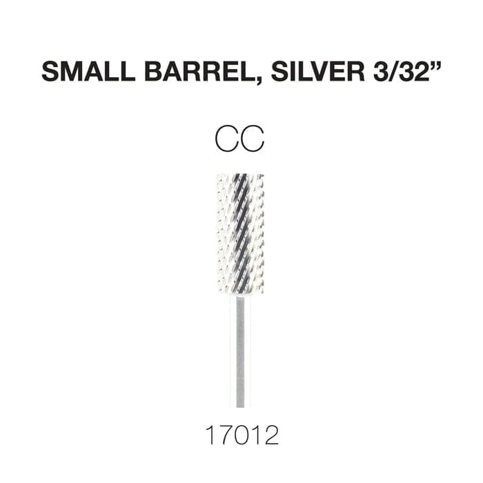 Image of a Cre8tion 2-Way Carbide Small Barrel Bit 3/32" with a silver finish. The code "CC" is displayed above it, and the number "17012" is shown below.