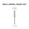 Image of a small barrel drill bit, silver in color, 3/32 inches in size. The labeling reads "CXX" and the product number "17010" is shown below. This Cre8tion 2-Way Carbide Small Barrel Bit 3/32" is perfect for precise applications.