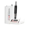 Electric nail drill and two handpiece attachments, featuring a white and black design with visible ManiPro Passport HANA (Portable Limited Edition) brand logos.