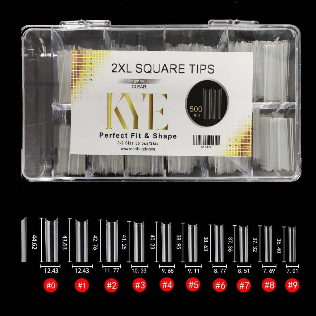KYE 2XL Square Tips #0-#9 (500pcs/Box) | Sunshine Nail Supply