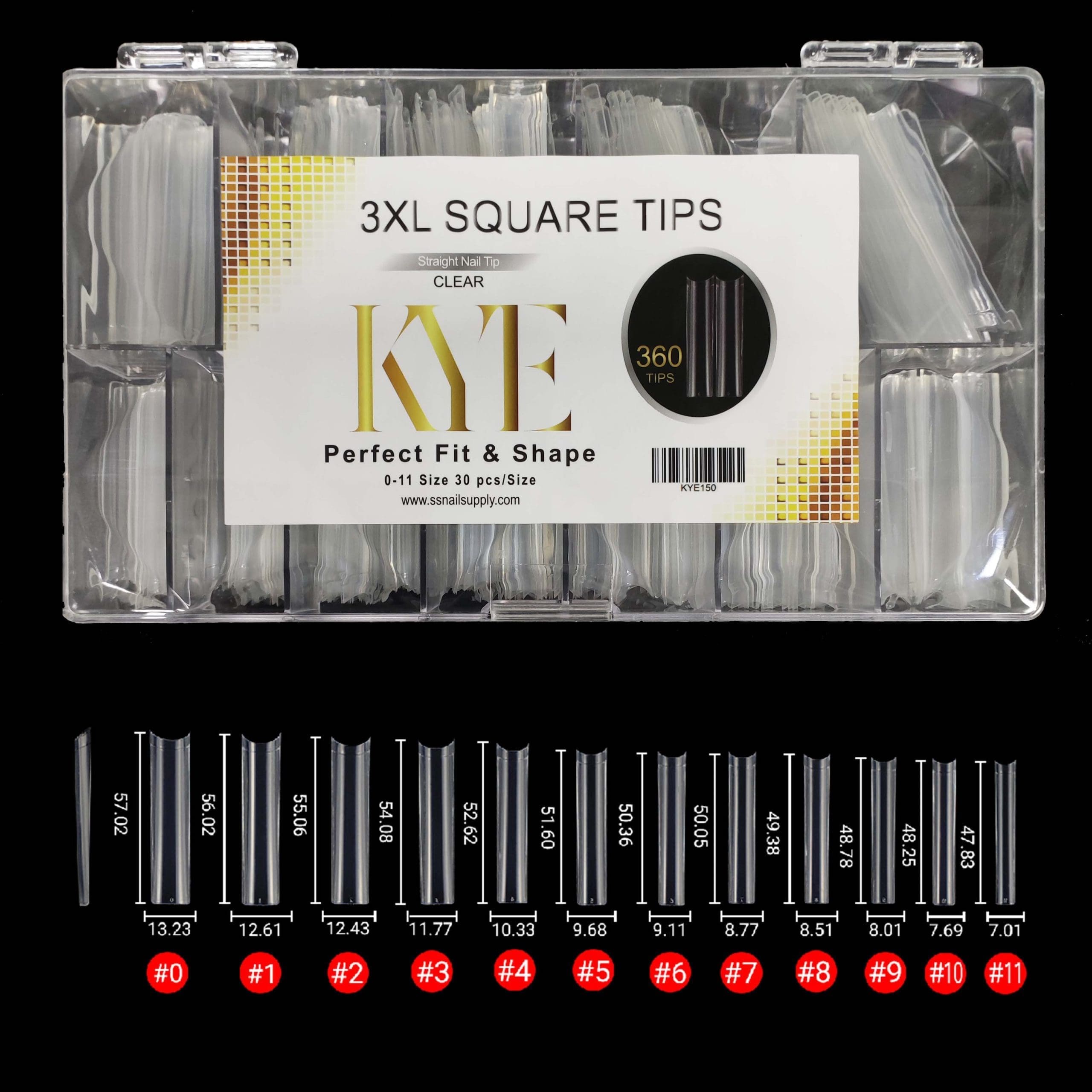 KYE 3XL Coffin Tips #0-#11 (420pcs/Box) | Sunshine Nail Supply