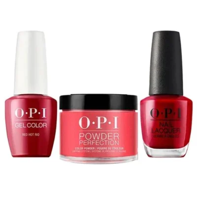 OPI Matching Trio Set - GelColor, Nail Lacquer & Dip Powder - A70 - RED HOT RIO
