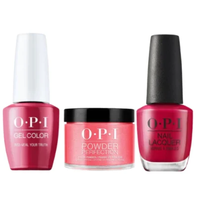 OPI Matching Trio Set - GelColor, Nail Lacquer & Dip Powder - F007 - RED-VEAL YOUR TRUTH