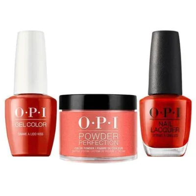 OPI Matching Trio Set - GelColor, Nail Lacquer & Dip Powder - V30 - GIMME A LIDO KISS