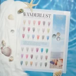 Lavis Gel Wanderlust Collection features 0.5oz nail polishes in a beach scene with shells and seashells.
