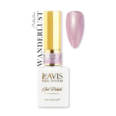 Lavis Gel Wanderlust Collection 0.5oz nail polish in a pink bottle.
