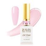 Bottle of Lavis Gel Pink Collection 0.5oz, featuring a sample of pink nail polish with a pink streak in the background.