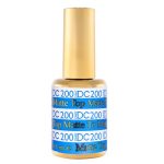 A bottle of DND DC Matte Top Coat 0.5oz nail polish with a blue and gold label.