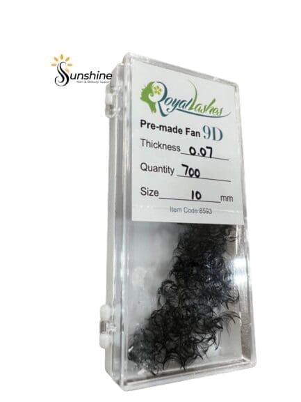 A package of ROYAL LASHES 7D Pre-Made Fan Individual Lash 0.07 (700pcs) in a plastic container.