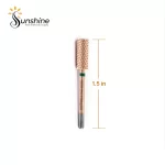 Gold KYE Premium Bit Small Barrel 5.35mm nail drill bit with a length of 1.5 inches displayed against a white background, branded by Sunshine Nail & Beauty Supply.