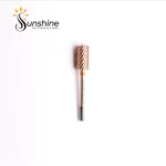 Carbide nail drill bit with KYE Premium Bit Large Barrel Smooth Safety Top 6.6mm on a plain background with the sunshine nails & beauty supply logo.