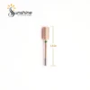 Gold-toned cylindrical nail drill bit with KYE Premium Bit Large Barrel Smooth Safety Top 6.6mm measurement indicator showing 1.5 inches in length, on a white background with "sunshine nails & beauty supply" logo at the top