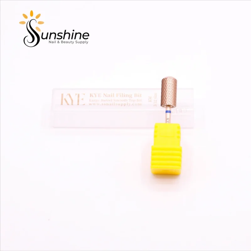 A KYE Premium Bit Large Barrel Smooth Safety Top 6.6mm nail drill bit with a yellow handle on a white background.