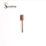 Gold-colored KYE Premium Bit Large Barrel Smooth Safety Top 6.6mm nail drill bit on a white background with a "sunshine nails & beauty supply" logo at the top.