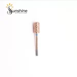 A KYE Premium Bit Small Barrel Smooth Safety Top 5.35mm carbide nail drill bit displayed on a white background with the logo of Sunshine Nails & Beauty Supply.
