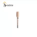 Cylindrical KYE Premium Small Barrel Smooth Safety Top 5.35mm nail drill bit on a plain background with sunshine nails & beauty supply logo.