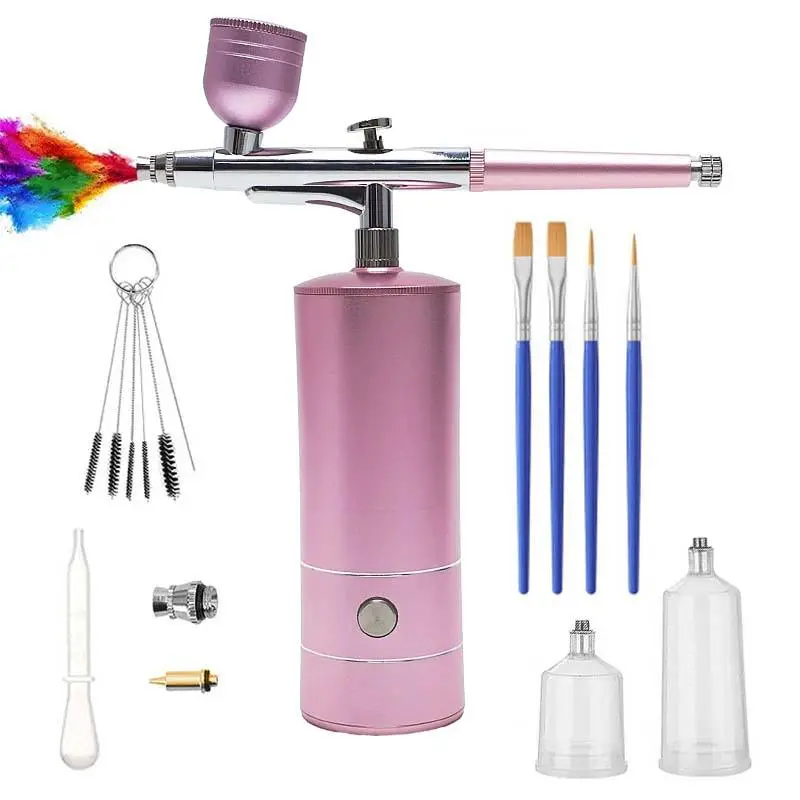 Portable Mini Airbrush System for Nails – Rechargeable Compressor Spray Gun (20–27 PSI)