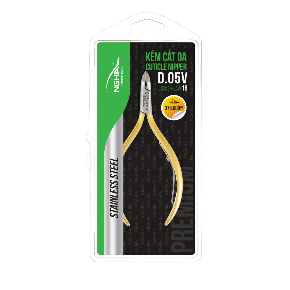 Stainless steel Nghia Nipper D-05V Jaw 16, packaged in plastic and cardboard retail packaging.