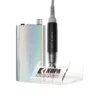 An electric nail file with a clear handpiece cradle, connected to a compact, metallic control unit labeled "MANIPRO Passport Complete Unicorn" by Kupa.