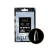 A package of Apres Gel-X Natural Stiletto Medium Refill Bag nail extensions displayed alongside a single nail sample.