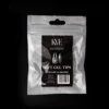A white plastic packet labeled "KYE Soft Gel Refill Tips - Medium Oval (50pcs/Bag)," containing 50pcs, against a black background.