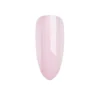 A single elongated oval-shaped artificial nail with a glossy light pink finish, enhanced by the CND PLEXIGEL Color Builder Peach Moonstone.