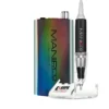 A limited edition manicure drill machine with a metallic gradient finish, known as the "ManiPro Passport Limited Edition Moonlight Unicorn," features a connected handheld pen tool and rests on a clear stand.