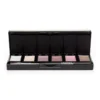Introducing the Gelish Solid Cream Gel Polish 6pc Palette - Act Natural: A sleek black rectangular case containing six stunning shades of eyeshadow and a precise thin brush, perfect for creating versatile looks with ease. Achieve an effortlessly natural finish every time.