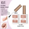 The advertisement highlights a set of two 0.5oz bottles of KYE Rubber Base (NO HEMA) with an applicator, promoting benefits such as reduced odor, high viscosity, excellent nail adhesion, and safety thanks to its NO HEMA formula for improved consistency.
