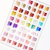 A display board featuring the full collection of 54 different shades of nail polish, including vibrant jelly gel options, each labeled with a number for easy identification.