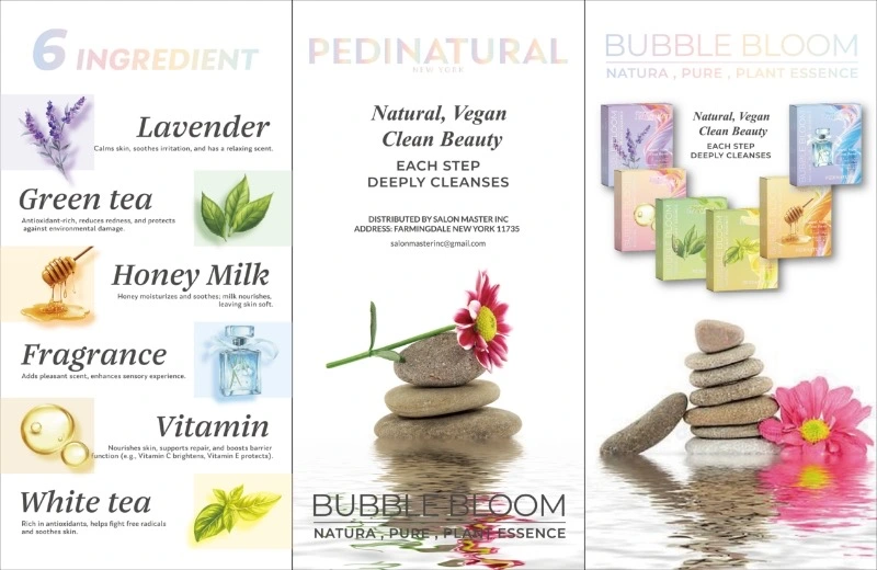 Pedinatural Bubble Bloom 5‑Step Spa Pedicure – 36 Pack (Vegan, Natural, 6 Scents)