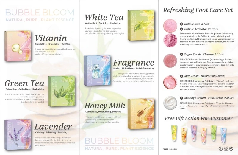 Pedinatural Bubble Bloom 5‑Step Spa Pedicure – 36 Pack (Vegan, Natural, 6 Scents)