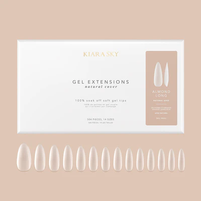 Kiara Sky Gel Extensions Natural Cover Soft Gel Tips (504pcs) - ALMOND -