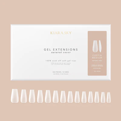 Kiara Sky Gel Extensions Natural Cover Soft Gel Tips (504pcs) - COFFIN -