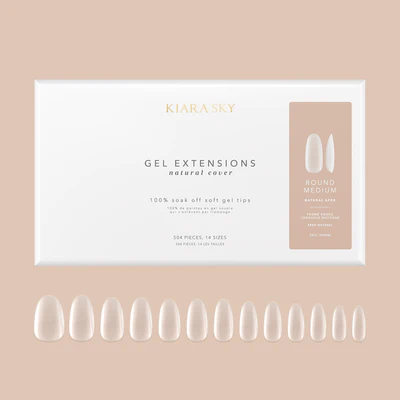 Kiara Sky Gel Extensions Natural Cover Soft Gel Tips (504pcs) - ROUND -