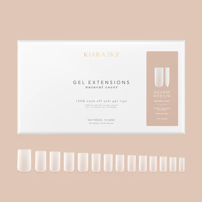 Kiara Sky Gel Extensions Natural Cover Soft Gel Tips (504pcs) - SQUARE -