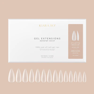 Kiara Sky Gel Extensions Natural Cover Soft Gel Tips (504pcs) - STILETTO -