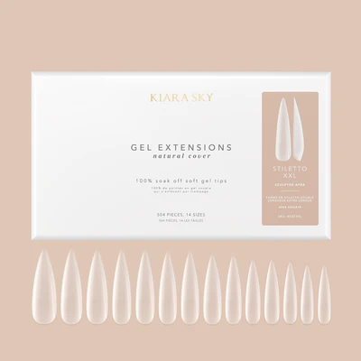 Kiara Sky Gel Extensions Sculpted Cover Soft Gel Tips (504pcs) - STILETTO -