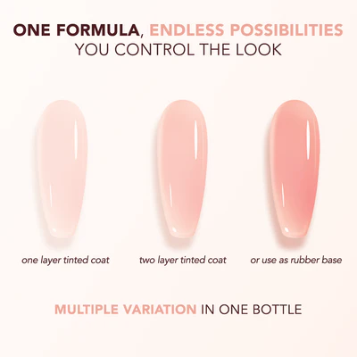 Kiara Sky 2-in-1 Tinted Rubber Top Coat | HEMA-Free Gel Strengthener & Gloss Finish (0.5oz)