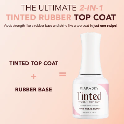 Kiara Sky 2-in-1 Tinted Rubber Top Coat | HEMA-Free Gel Strengthener & Gloss Finish (0.5oz)