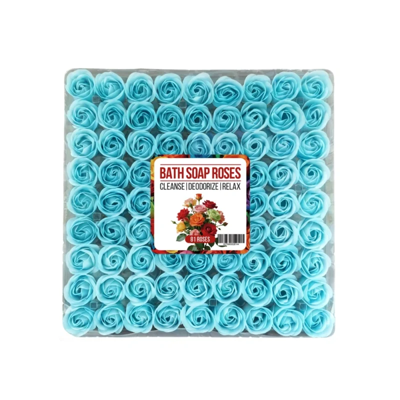 Organic Rose Bath Soap Flower Petals – 81pcs Box for Pedicure & Spa