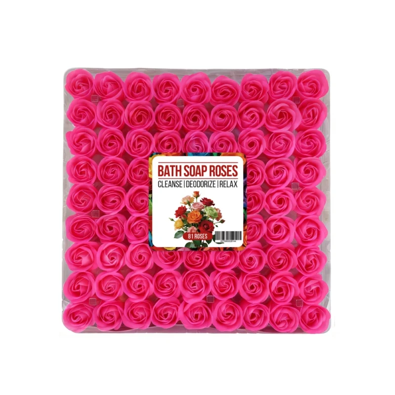 Organic Rose Bath Soap Flower Petals – 81pcs Box for Pedicure & Spa