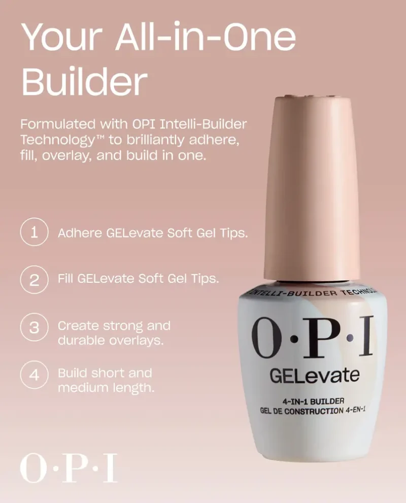 OPI GELevate 4-in-1 HEMA-Free Builder Gel for Nail Extensions, Overlays & Tips